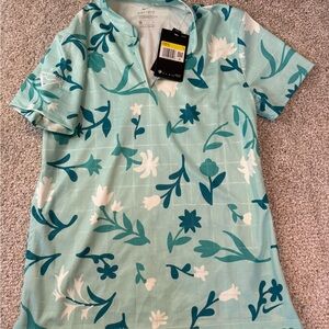 Nike Women's Floral Print Top - Teal and White- NWT - Small